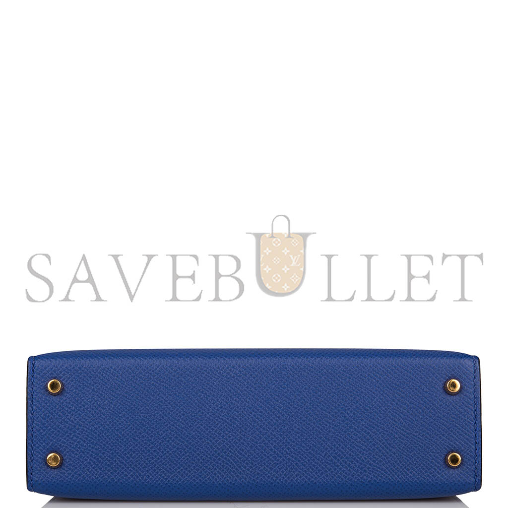 HERMÈS MASTER MINI KELLY II EPSOM ELECTRIC BLUE GOLD HARDWARE (19*12*5.5cm) 